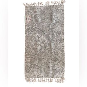 Decorative Rug 3D Ornate Metallic Print Cotton Weave w Fringe ea End 27” x 45”